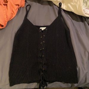 Black American Eagle Lace Up tank